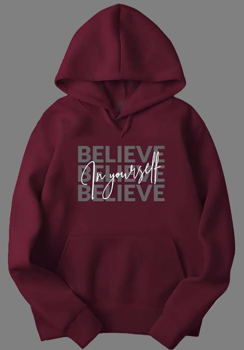 Maroon Believe Sweatshirt Hoodie