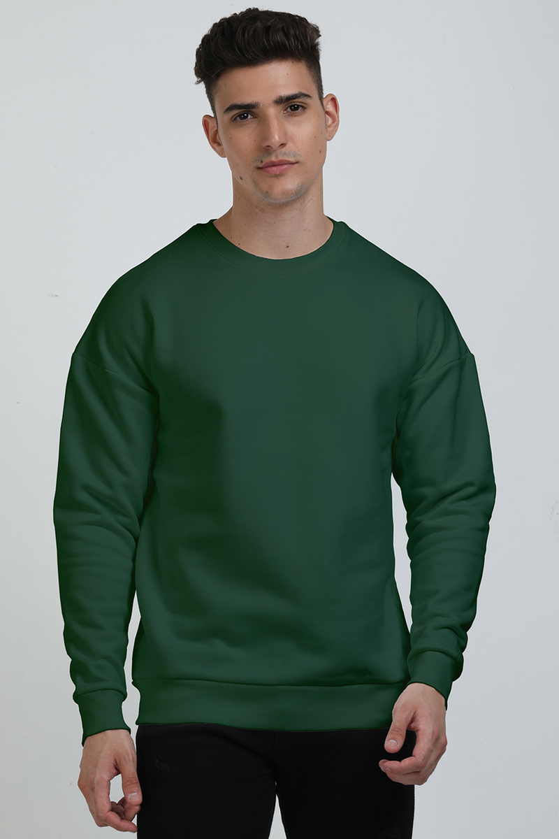Plain Bottle Green Men Sweatshirts