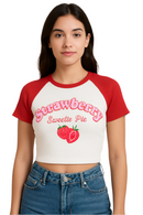 Strawberry Sweetie Pie Crop Top – Red & White