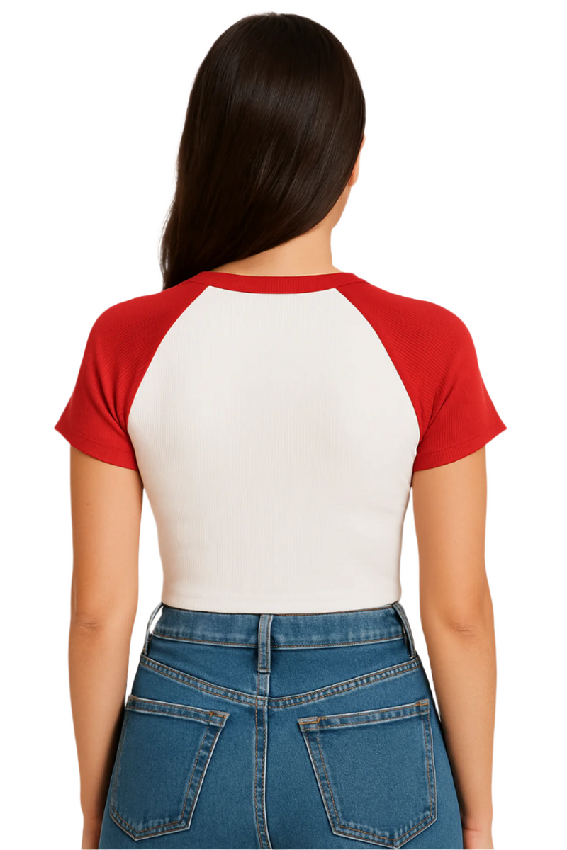 Strawberry Sweetie Pie Crop Top – Red & White