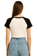 Sunflower Graphic Raglan Crop Top – Casual Summer Style