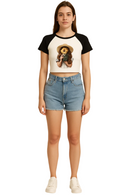 Sunflower Graphic Raglan Crop Top – Casual Summer Style