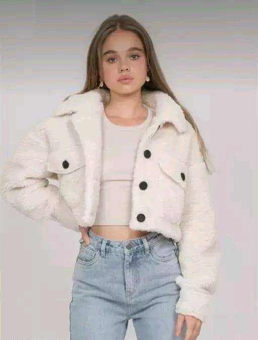 Polyester goli fur fabric full sleeve short jacket for women