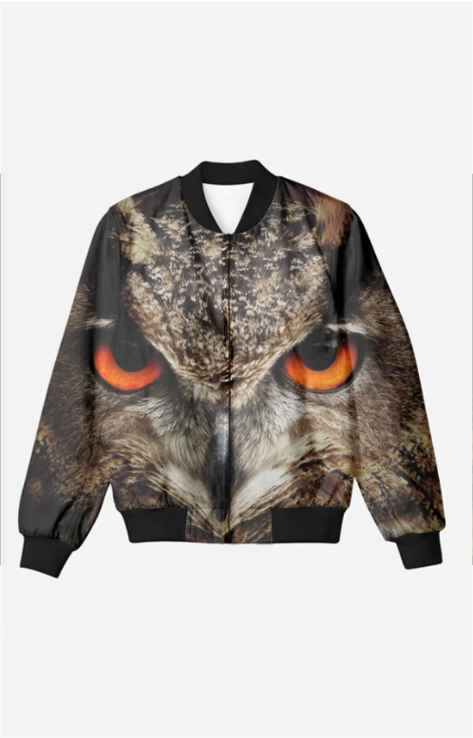 Owl Printed Unisex Bomber Jacket