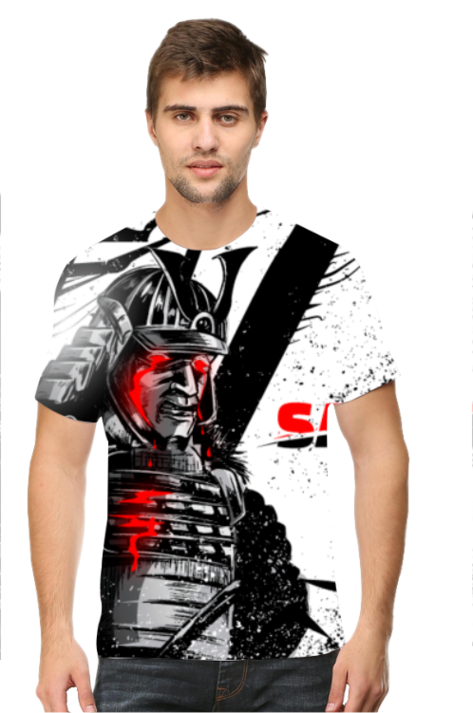 Samurai Warrior Printed Unisex Round Neck T-Shirt