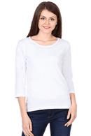 Female Round Neck 3/4th Sleeve T-Shirt