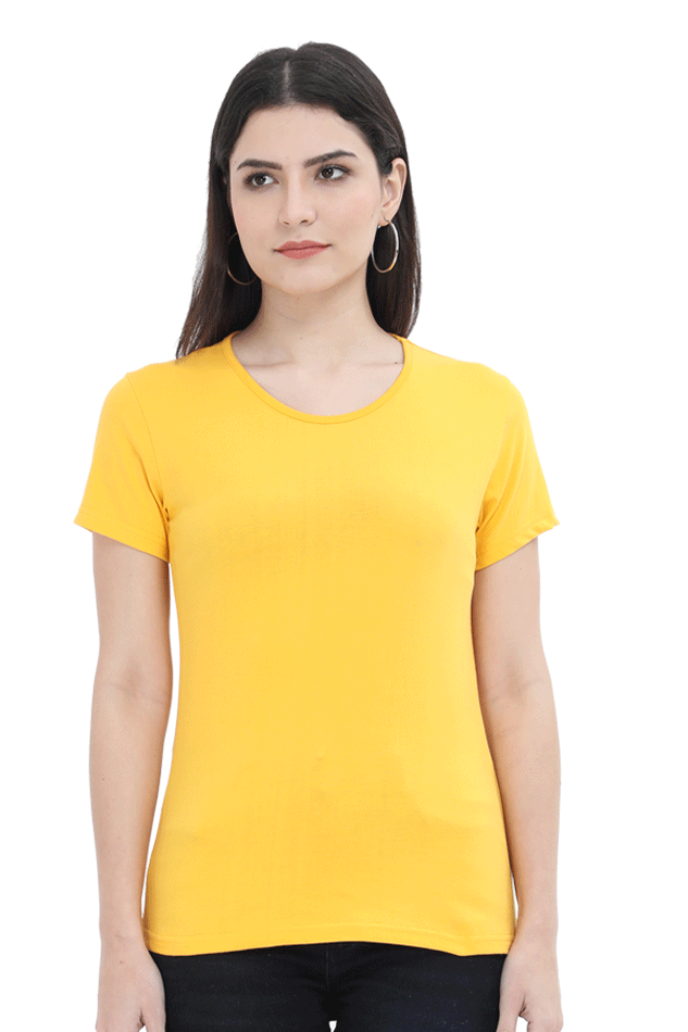 Female Round Neck Half Sleeve Classic T-Shirts in More Colors