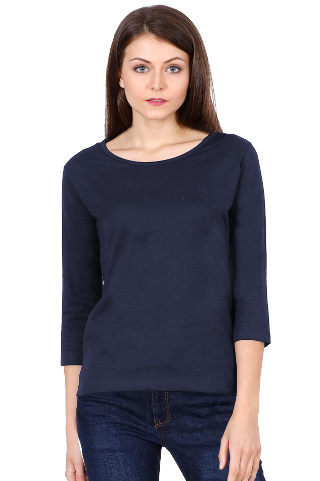 Female Round Neck 3/4th Sleeve T-Shirt