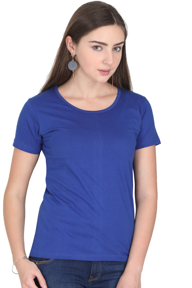 Female Round Neck Half Sleeve Classic T-Shirts in More Colors